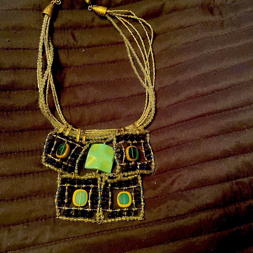 Turquoise and navy choker style necklace